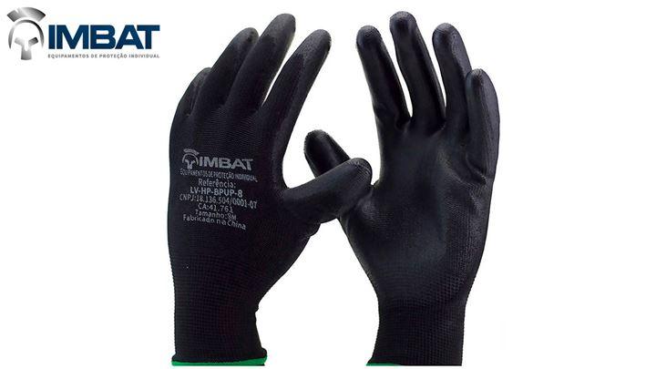 LUVA POLIESTER COM PU PRETO - 9