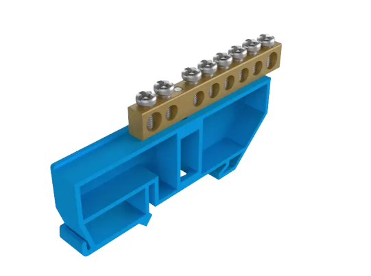 BARRAMENTO NEUTRO 02 + 06 FUROS P/ FIXACAO EM TRILHO DIN AZ