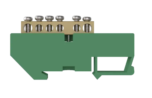 BARRAMENTO TERRA 02 + 04 FUROS P/ FIXACAO EM TRILHO DIN VER