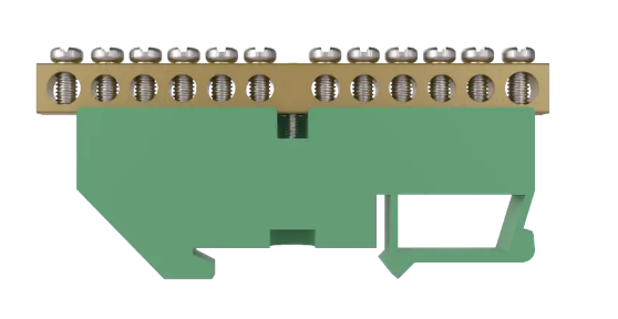 BARRAMENTO TERRA 02 + 10 FUROS P/ FIXACAO EM TRILHO DIN VER