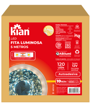 FITA LED G3 12V 5M 3K 120 LED/M S/FONTE