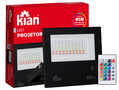 PROJETOR LED 50W RGB PT BIV KIAN