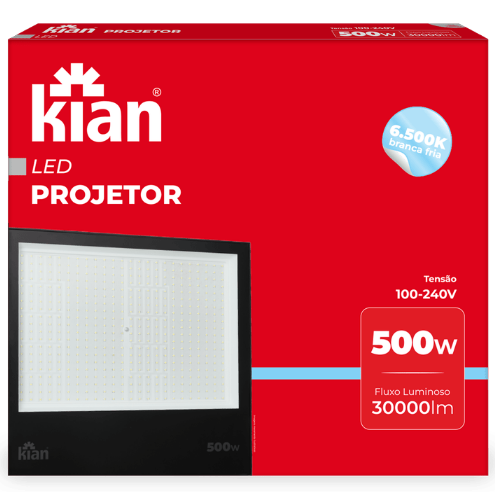 PROJETOR LED 500W 6,5K PT BIV KIAN