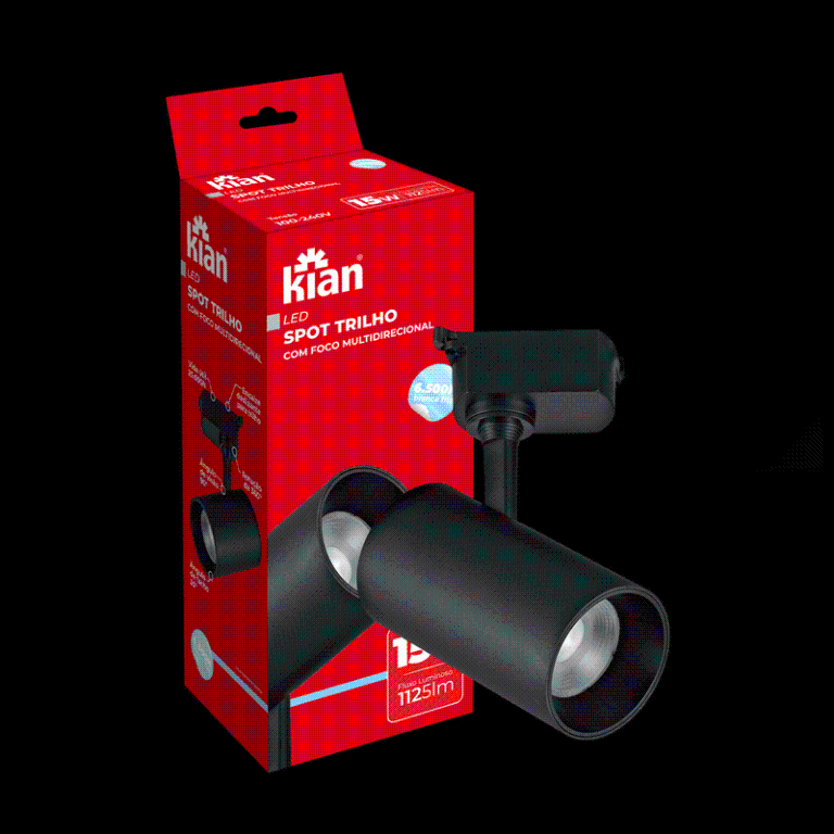 SPOT LED TRILHO PRETO 15W 6,5K