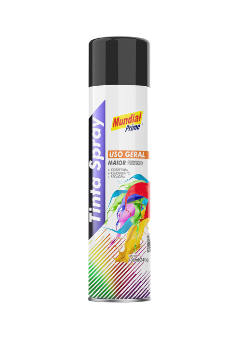TINTA SPRAY 400ML MUNDIAL PRIME UG PRETO FOSCO