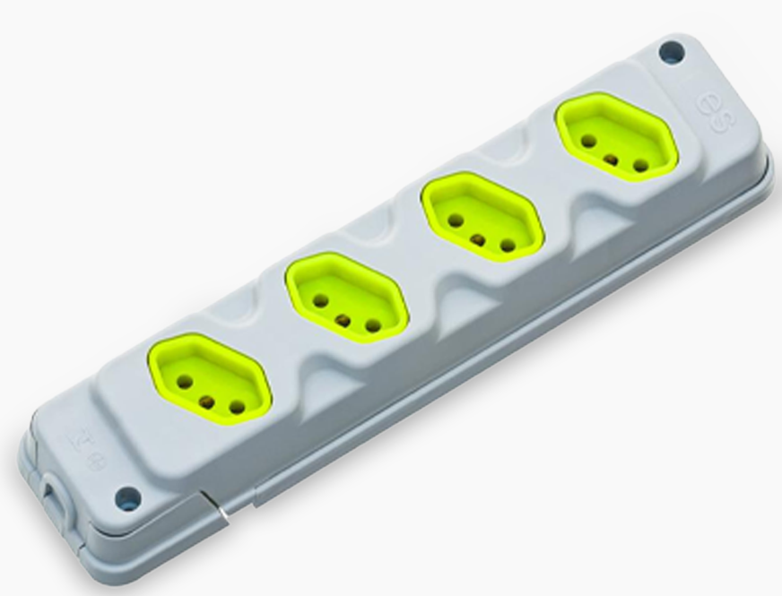 TOMADA EM BARRA ROBUST 4T - 2P+T - CINZA/VERDE