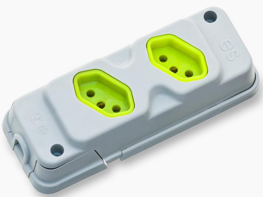 TOMADA EM BARRA ROBUST 2T - 2P+T - CINZA/VERDE