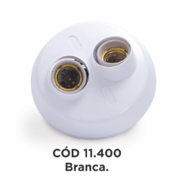 PLAFON DUPLO BRANCO C/SOQUETE DE PORCELANA E27