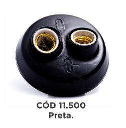 PLAFON DUPLO PRETO C/SOQUETE DE PORCELANA E27