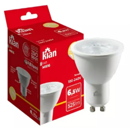 LAMPLED MR 16 6,5W 4,0K BIV GU 10 KIAN