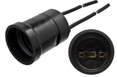 SOQUETE PLASTICO E27 RABICHO 10CM COR: PRETO