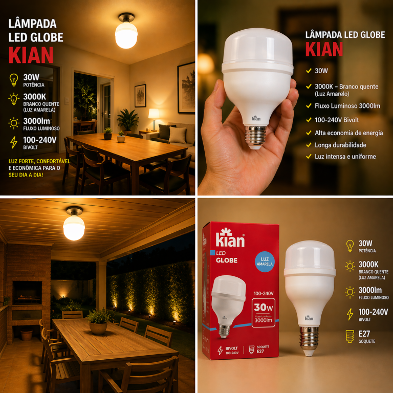LAMPADA LED GLOBE 30W 3,0K BIV E27 KIAN