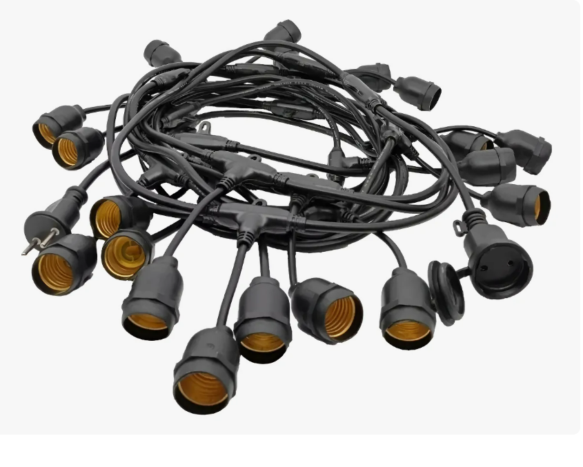 VARAL DE LUZ 20 MTS 20 SOQUETES - PRETO