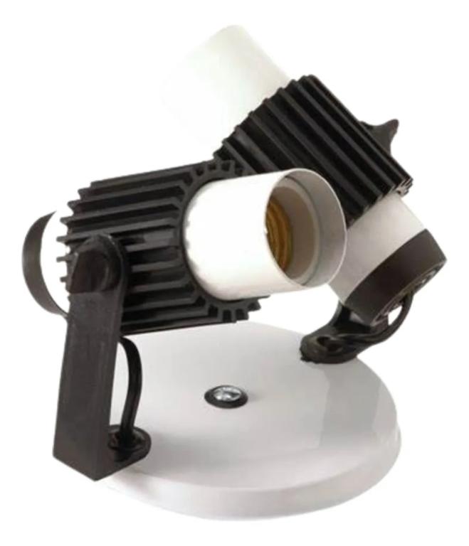 SPOT ALETADO SOBREPOR P/ 2 LAMPADAS BRANCO ALETA PRETA