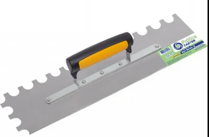 DESEMPENADEIRA ACO PRATICA 10X35CM DENTE U CABO PLASTICO