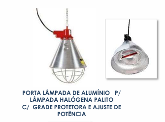 PORTA LÂMPADA DE ALUMÍNIO P/ LÂMPADA HALÓGENA PALITO C/ GRADE PROTETORA E AJUSTE DE POTÊNCIA