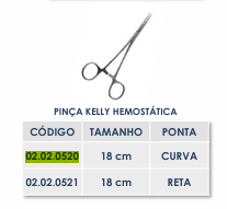 PINÇA KELLY HEMOSTÁTICA RETA