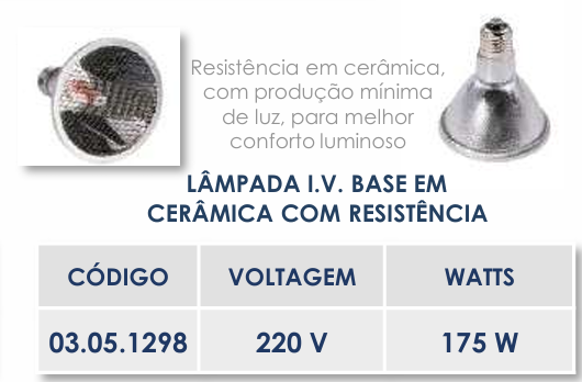 LÂMPADA INFRAVERMELHA BASE EM CERAMICA COM RESISTENCIA 220 V 175 W