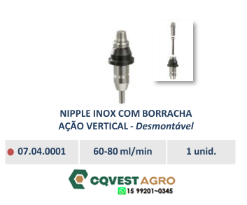 NIPPLE INOX C/ BORRACHA AÇÃO VERTICAL - Desmontável