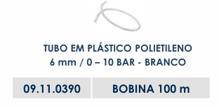 TUBO EM PLÁSTICO POLIETILENO - 6mm / 0-10 BAR - BRANCO