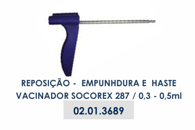 EMPUNHADURA E HASTE VACINADOR SOCOREX 287 - 0,3 e 0,5ml