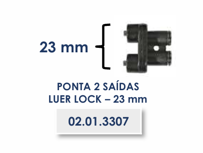 PONTA 2 SAÍDAS LUER LOCK - 23mm - REPOSIÇÃO VACINADOR SERENA