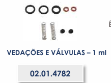 VEDAÇÕES E VÁLVULAS 1ml - REPOSIÇÃO VACINADOR KABER LUTIN FLUXO CONTÍNUO