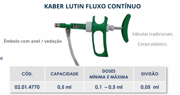 VACINADOR KABER LUTIN FLUXO CONTÍNUO