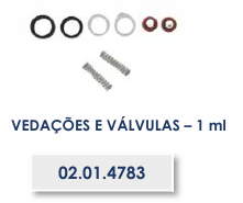VEDAÇÕES E VÁLVULAS 1ml - VACINADOR KABER FLUXO CONTÍNUO DUPLO CILINDRO