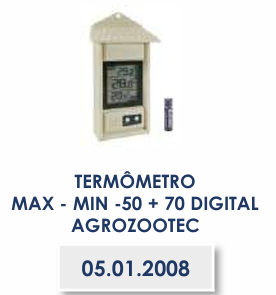 TERMÔMETRO MAX - MIN -50° +70°C - DIGITAL AGROZOOTEC