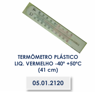 TERMÔMETRO PLÁSTICO LIQ VERMELHO -40° +50°C (41cm)
