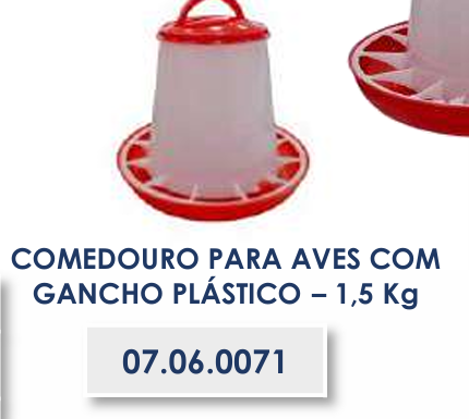 COMEDOURO PARA AVES COM GANCHO PLÁSTICO - 1,5Kg