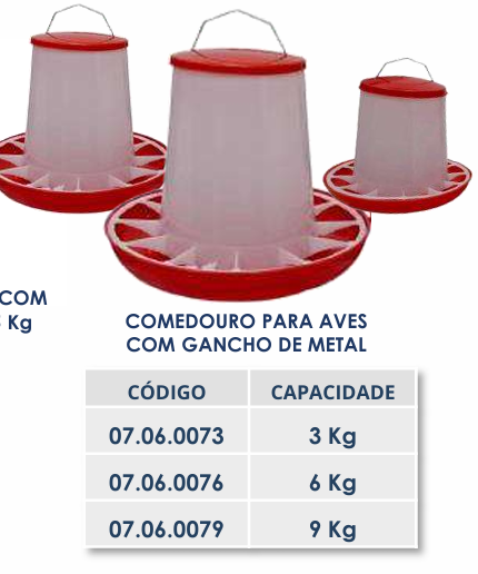 COMEDOURO PARA AVES COM GANCHO DE METAL - 6Kg