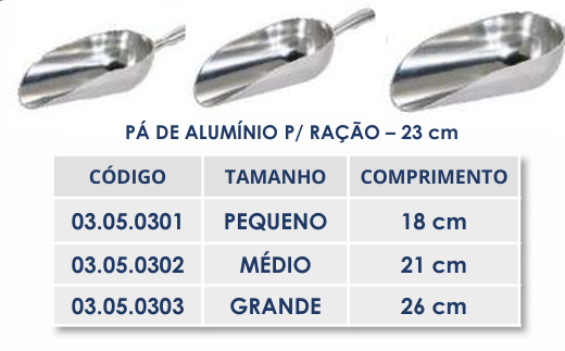 PÁ DE ALUMÍNIO PARA RAÇÃO - PEQUENO - 18cm
