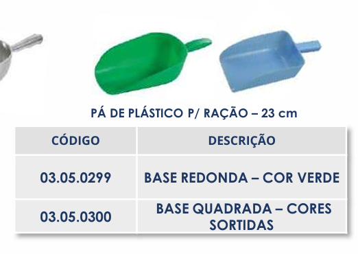 PÁ DE PLÁSTICO PARA RAÇÃO - BASE REDONDA - COR VERDE