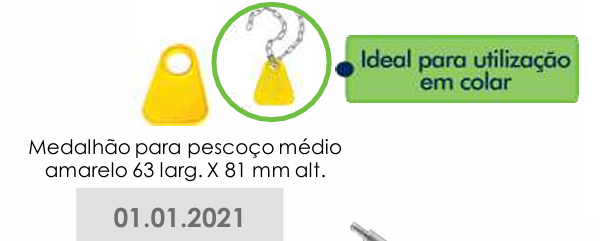 MEDALHÃO PARA PESCOÇO - MÉDIO AMARELO - 63X81mm - UTILIZAÇÃO EM COLAR