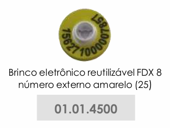BRINCO ELETRÔNICO REUTILIZÁVEL FDX 8 - NÚMERO EXTERNO - AMARELO
