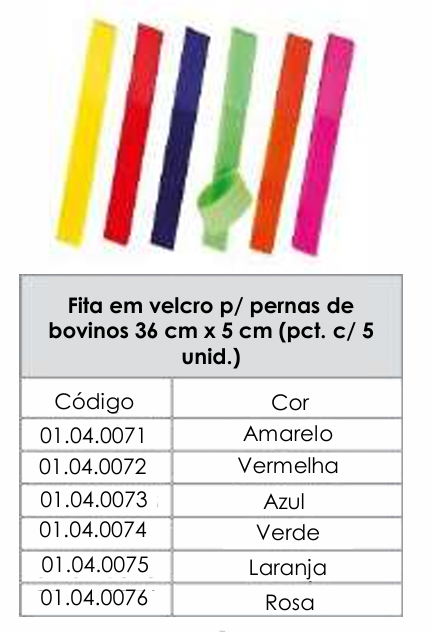 FITA EM VELCRO PARA PERNAS DE BOVINOS - 36cm x 5cm
