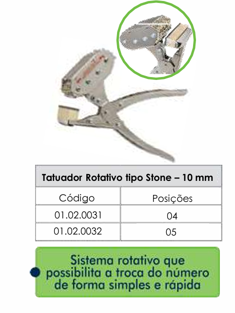 TATUADOR ROTATIVO TIPO STONE - 10mm - 5 POSIÇÕES