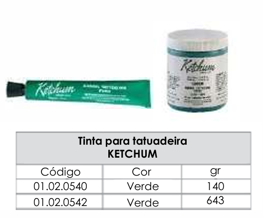 TINTA KETCHUM VERDE PARA TATUADEIRA - 140g