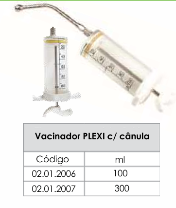 VACINADOR PLEXI COM CÂNULA - 100ml