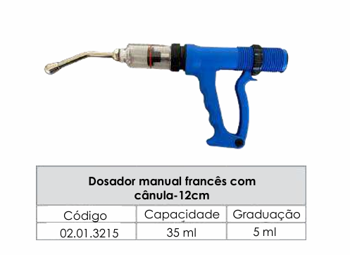DOSADOR MANUAL FRANCÊS COM CÂNULA - 12cm - 35ml