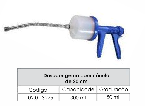 DOSADOR GEMA COM CÂNULA DE 20cm - 300ml