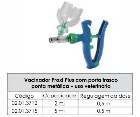VACINADOR PROXI PLUS COM PORTA FRASCO METÁLICO - 5ml