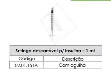 SERINGA DESCARTÁVEL P/ INSULINA - 1ml