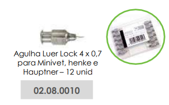 AGULHA LUER LOCK 4x0,7 PARA MINIVET, HENKE E HAUPTNER