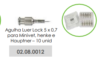 AGULHA LUER LOCK 5x0,7 PARA MINIVET, HENKE E HAUPTNER
