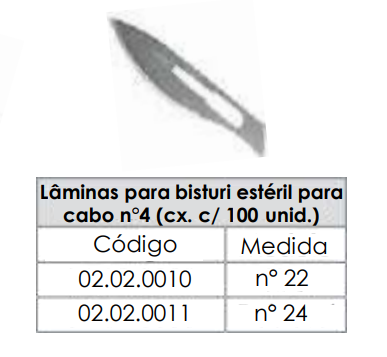 LÂMINAS PARA BISTURI ESTÉRIL PARA CABO N°4 - LÂMINA N°22