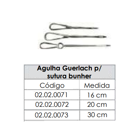 AGULHA GUERLACH P/ SUTURA BUNHER - 20cm